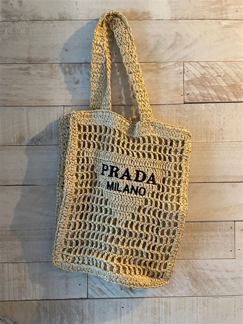 prada straw bag|Prada wicker tote bag.